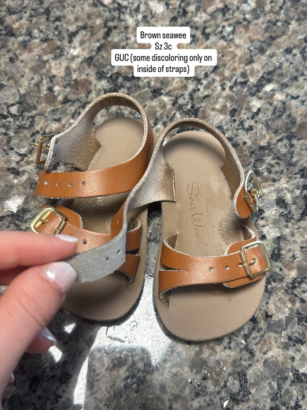 Sunsan SeaWee Kids Tan Leather Double-Buckle Sandals